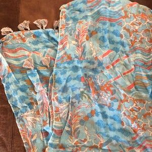 J. McLaughlin blue and orange scarf NWT